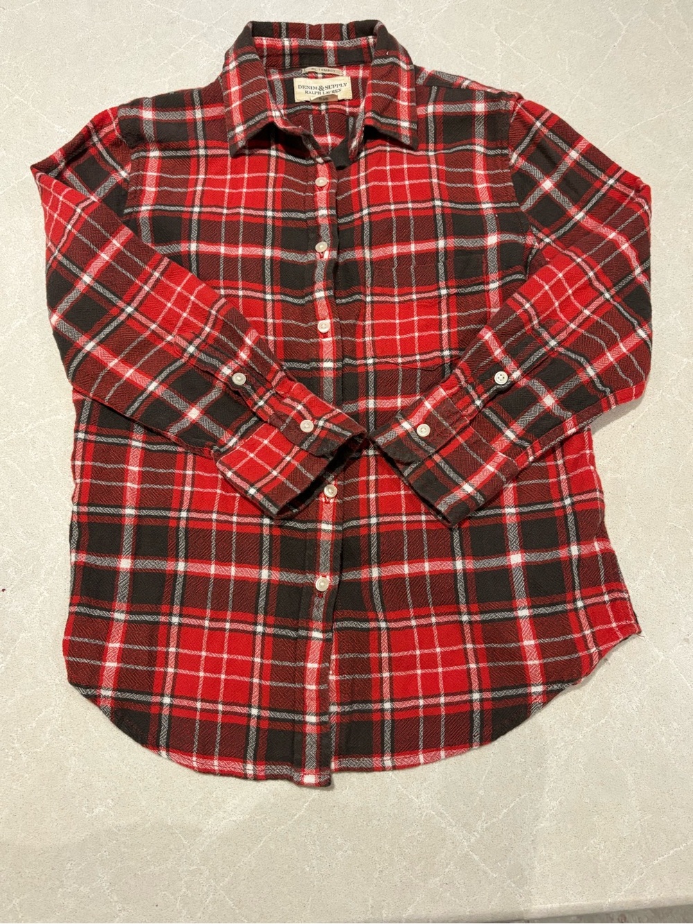 Denim & Supply Ralph Lauren RL Tomboy Red Plaid Flannel Shirt Size Small Retired